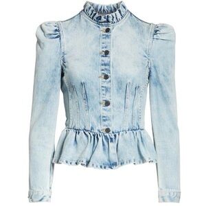 Rebecca Taylor light blue Denim Jacket with Ruffle Collar XS